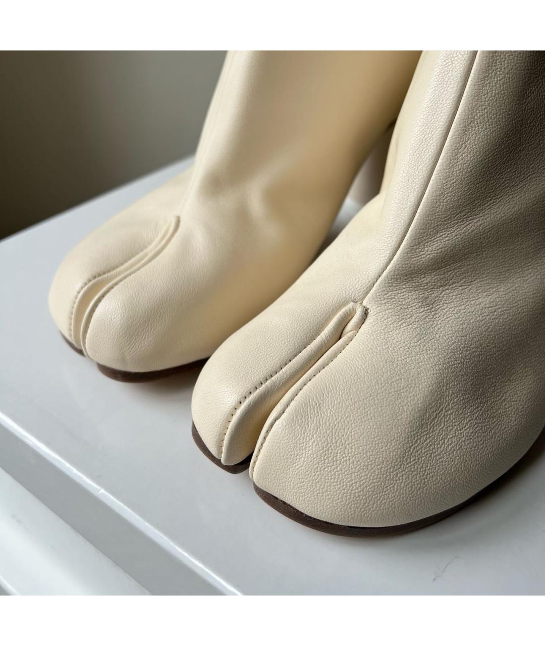 MAISON MARGIELA Бежевые кожаные ботильоны, фото 5
