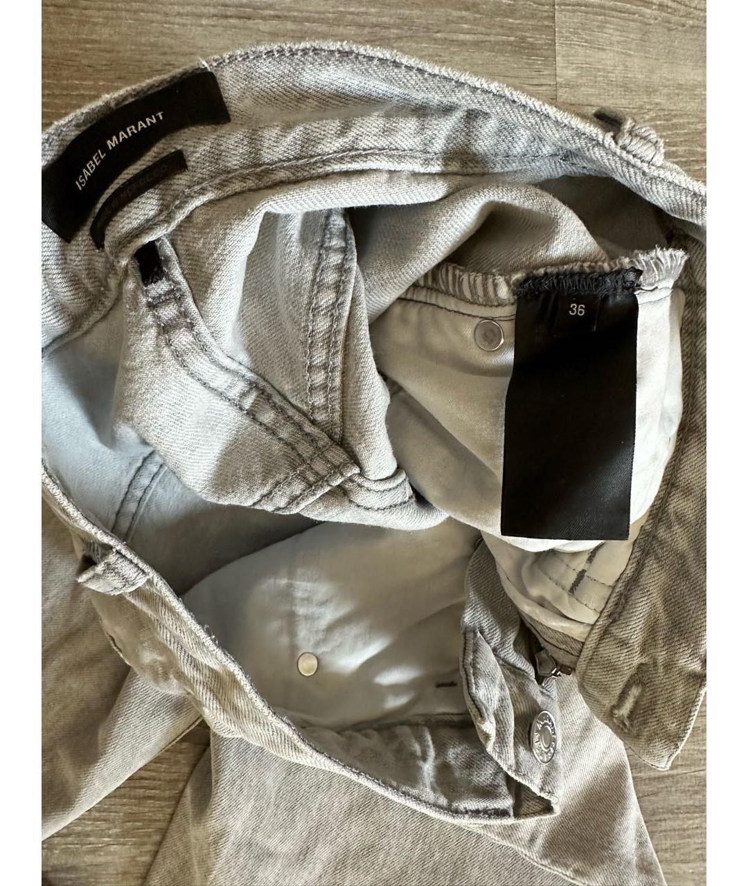 ISABEL MARANT Серые хлопковые прямые джинсы, фото 4