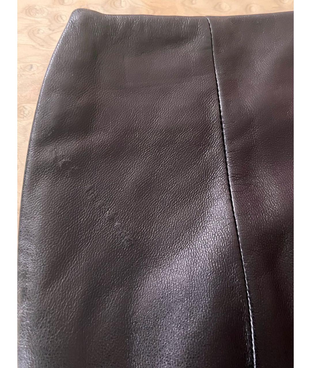 MUGLER Черная кожаная юбка мини, фото 5