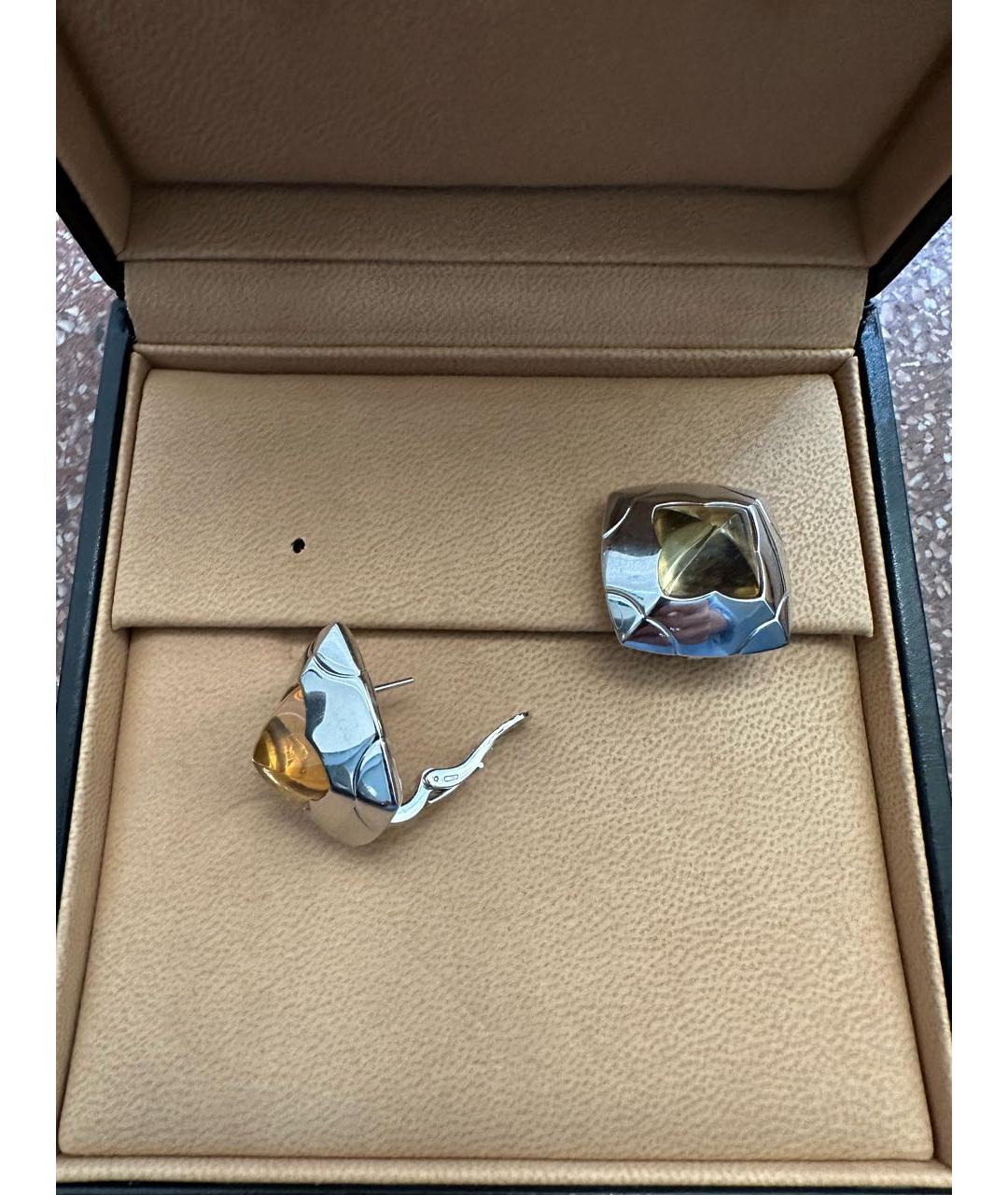 BVLGARI Желтые серьги из белого золота, фото 5