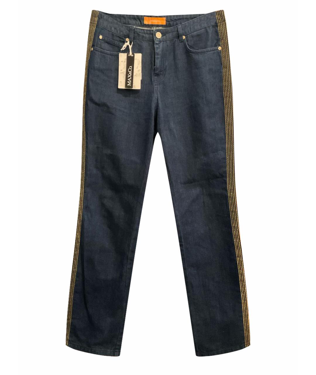 MAX&CO Темно-синие хлопко-эластановые прямые джинсы, фото 1