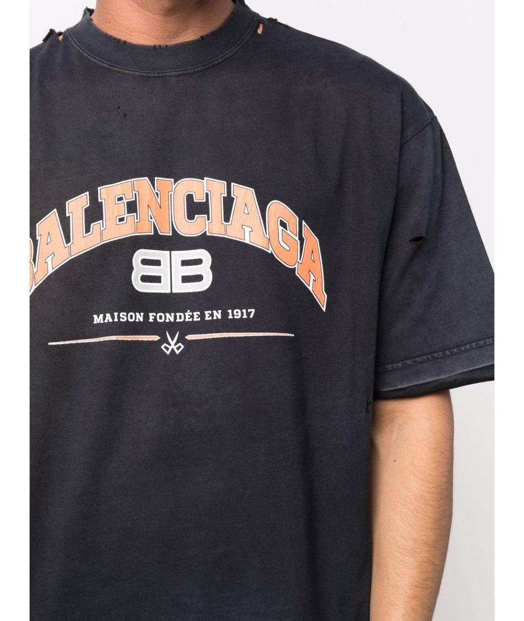 BALENCIAGA Черная хлопковая футболка, фото 7