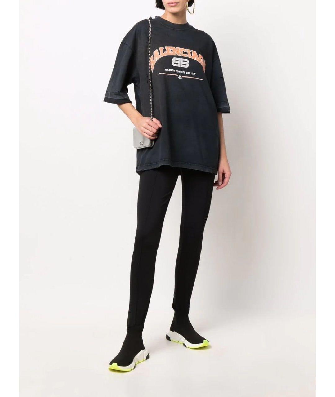 BALENCIAGA Черная хлопковая футболка, фото 8