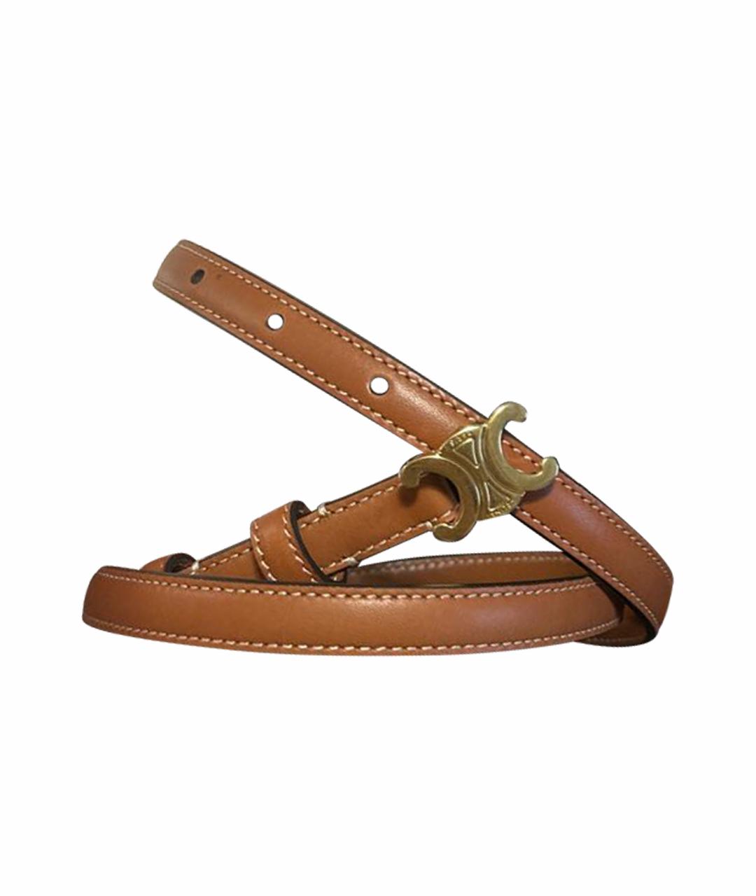 CELINE Оранжевый кожаный ремень, фото 1