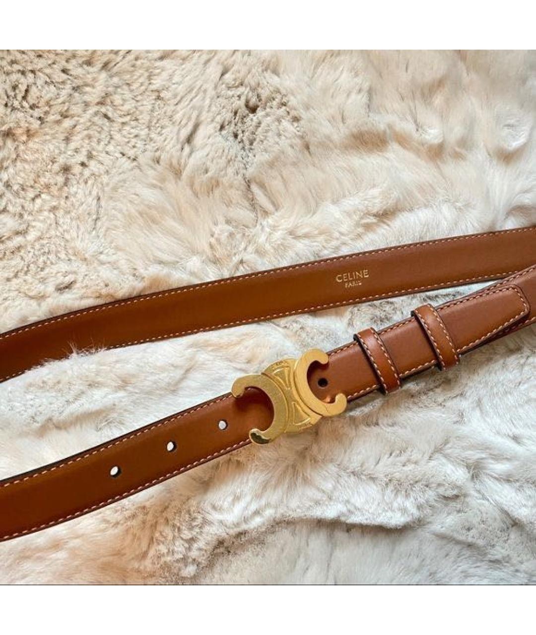 CELINE Оранжевый кожаный ремень, фото 2