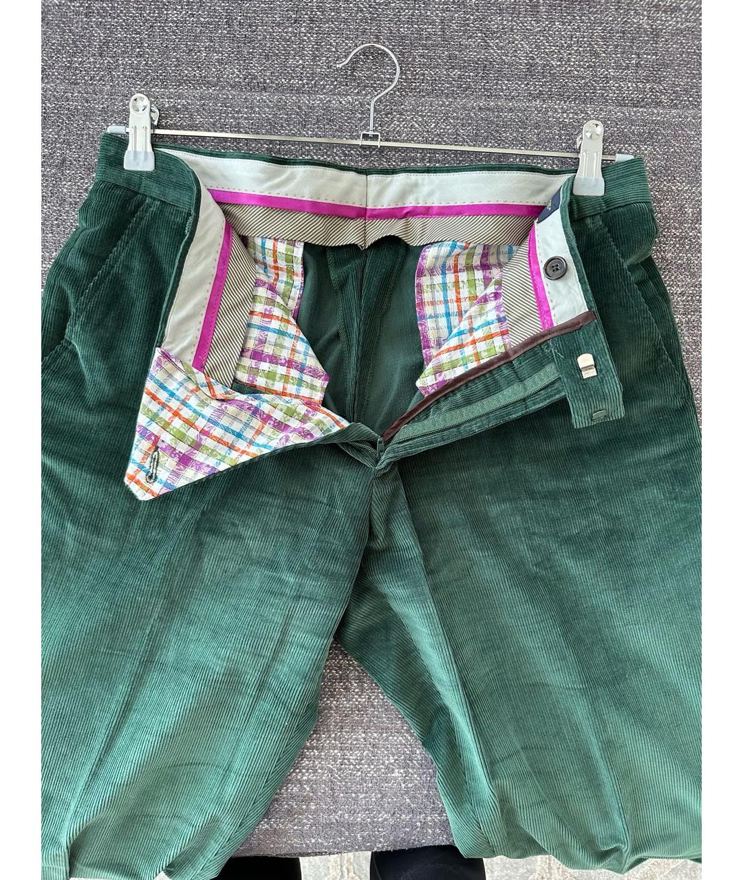 ETRO Хаки велюровые повседневные брюки, фото 4
