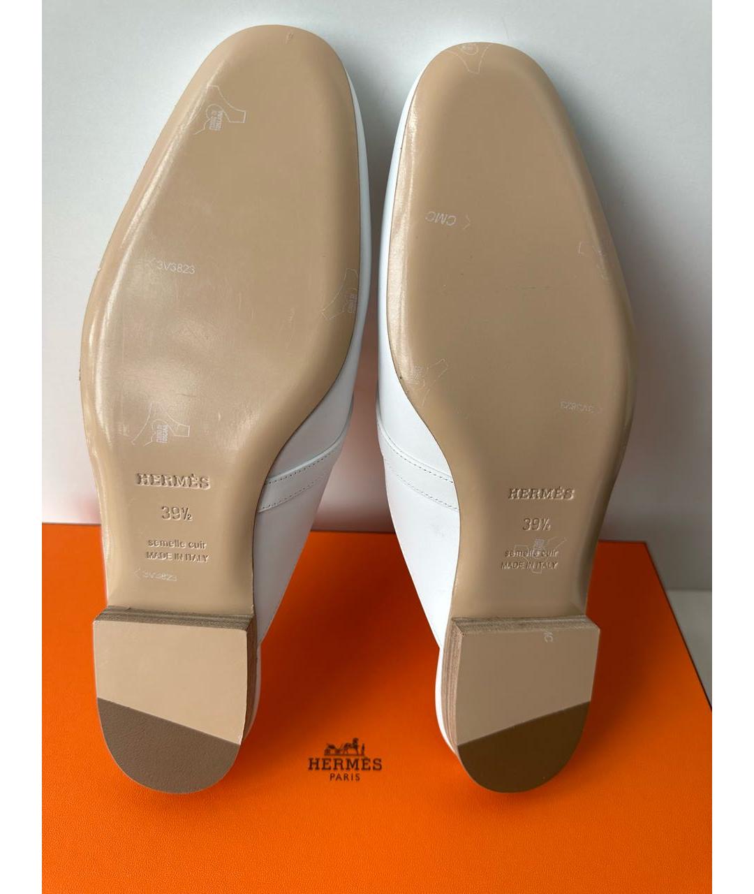 HERMES Белые кожаные мюли, фото 7