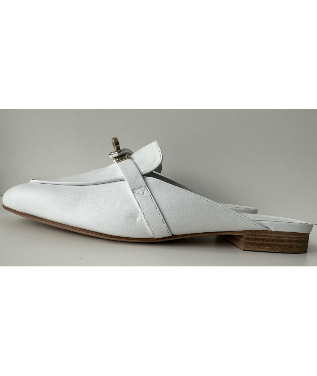 HERMES Белые кожаные мюли, фото 9