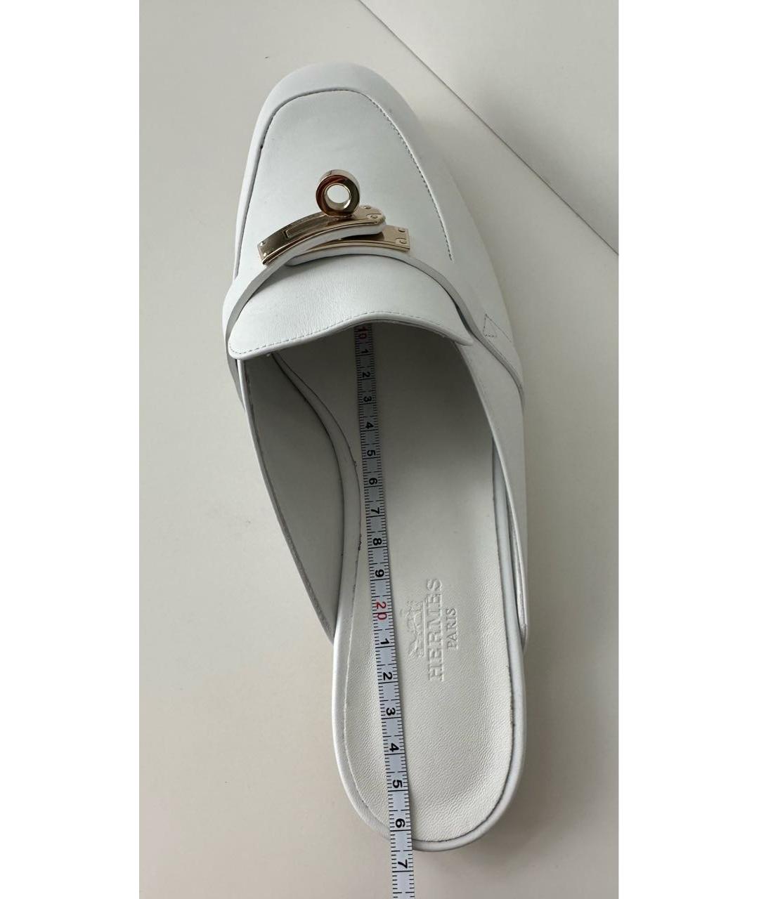 HERMES Белые кожаные мюли, фото 5