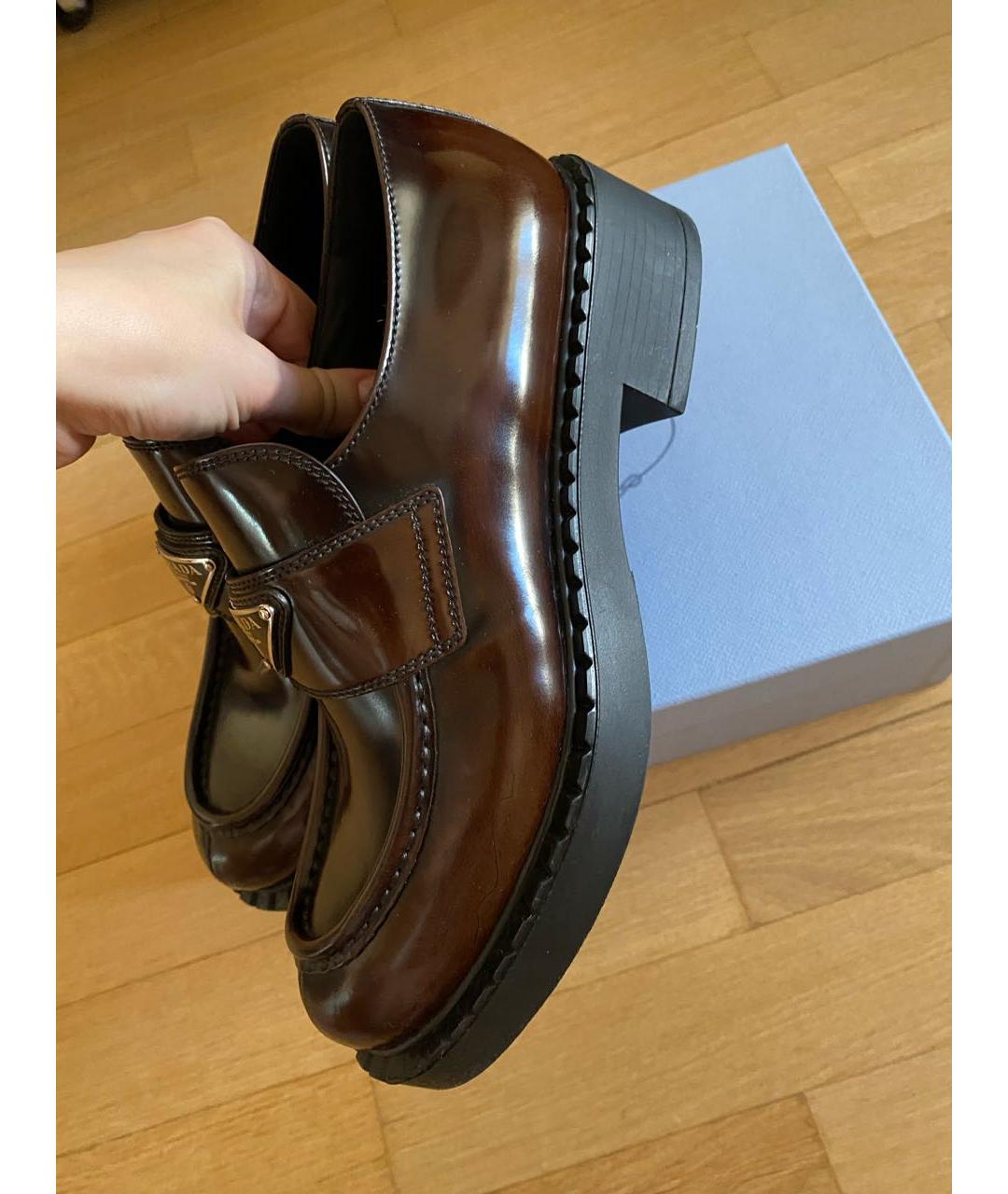 PRADA Коричневые кожаные лоферы, фото 4