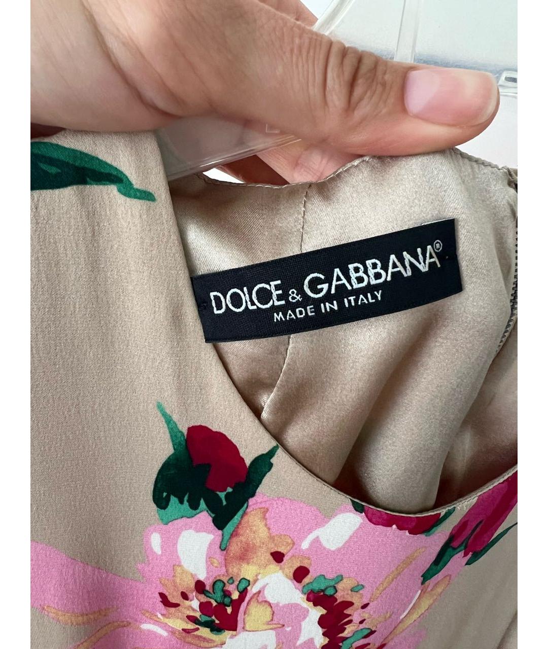 DOLCE&GABBANA Бежевое шелковое платье, фото 3