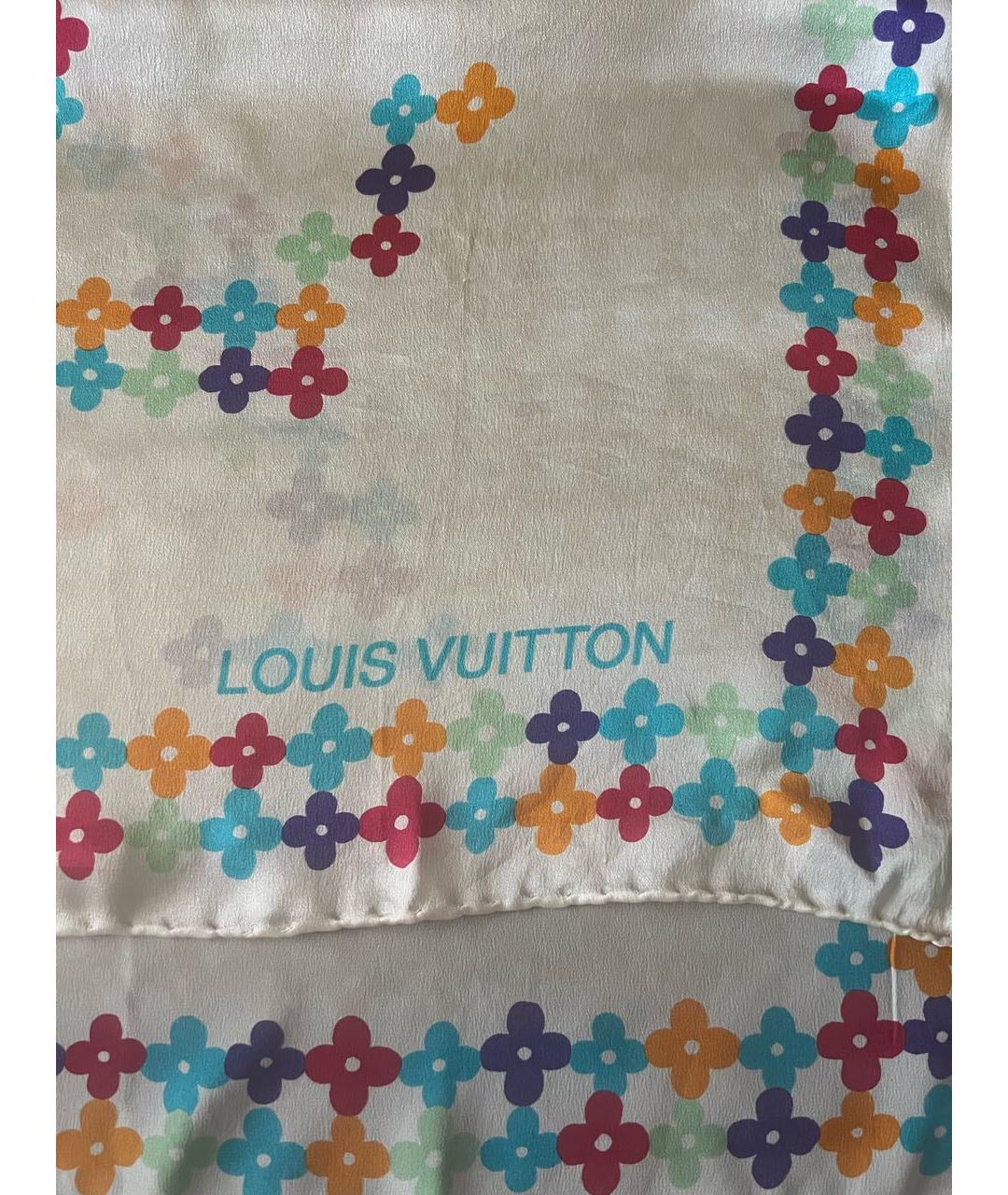 LOUIS VUITTON PRE-OWNED Бежевый шелковый платок, фото 2