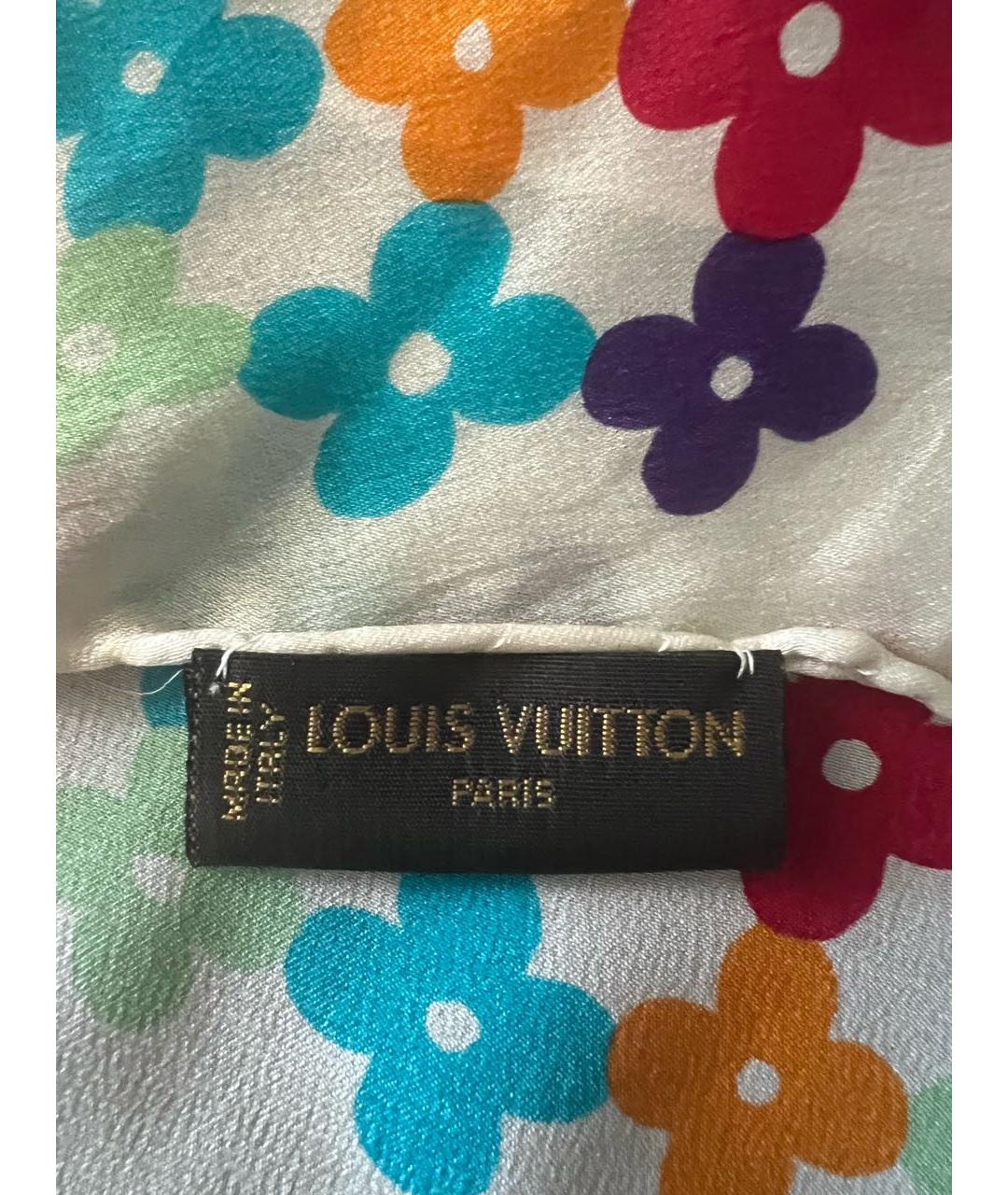 LOUIS VUITTON PRE-OWNED Бежевый шелковый платок, фото 3