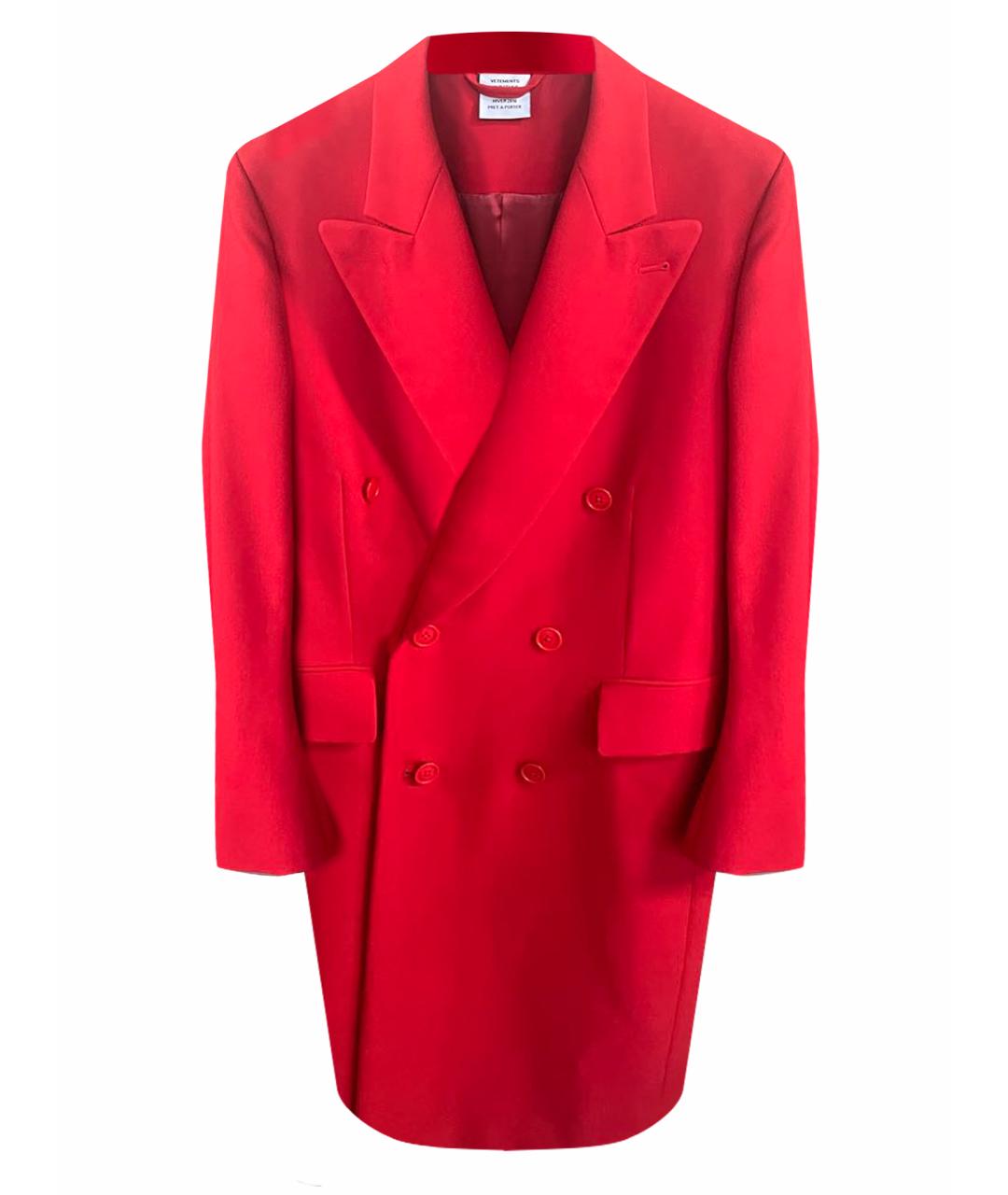 VETEMENTS Красное шерстяное пальто, фото 1