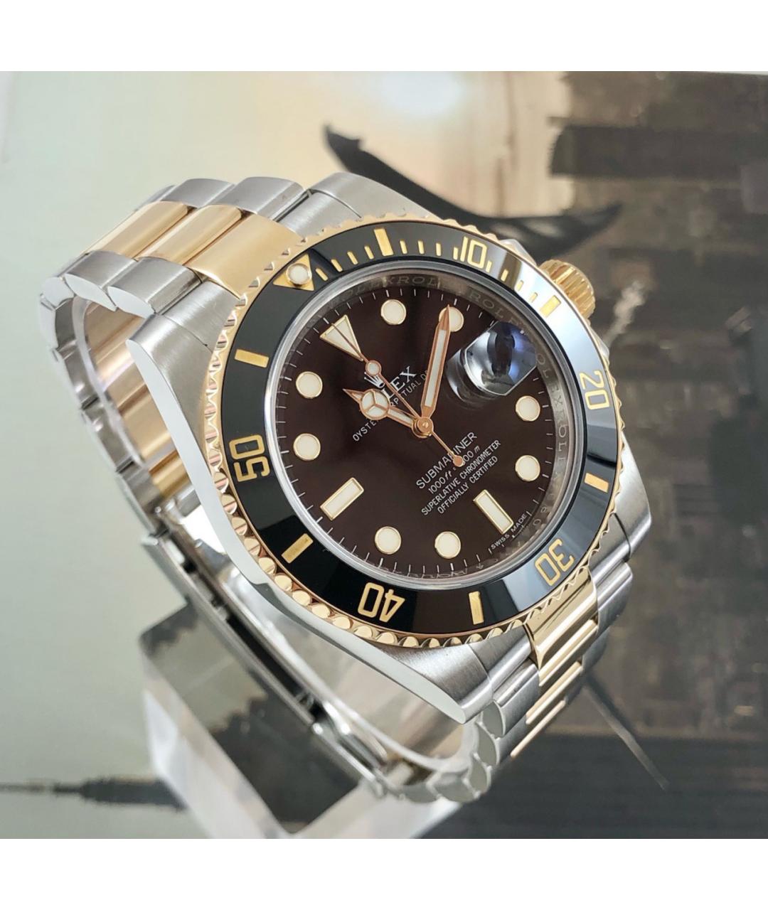 ROLEX Черные часы из желтого золота, фото 4