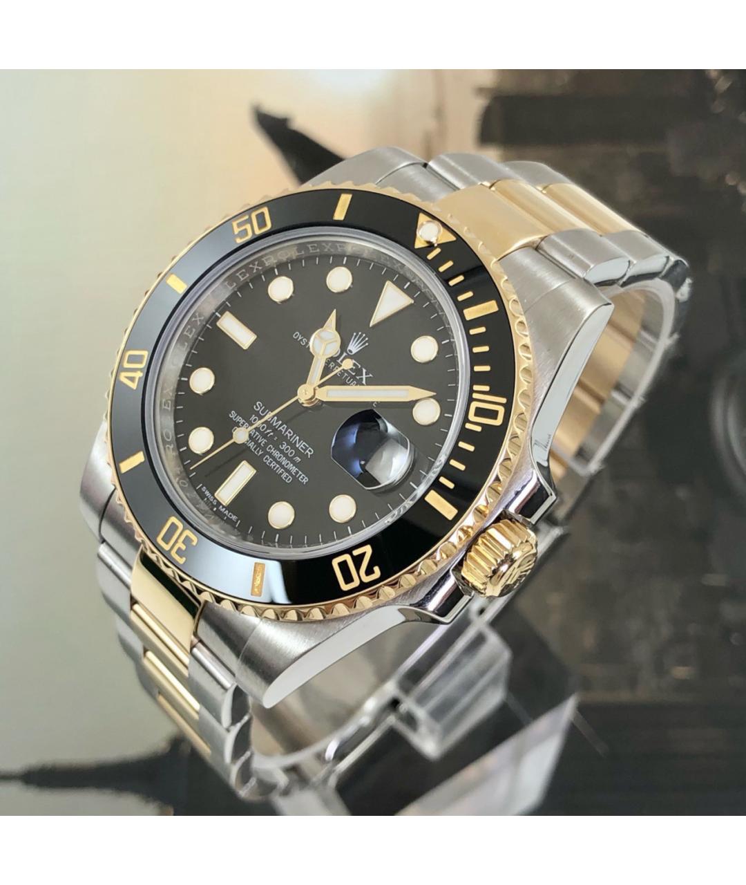 ROLEX Черные часы из желтого золота, фото 3