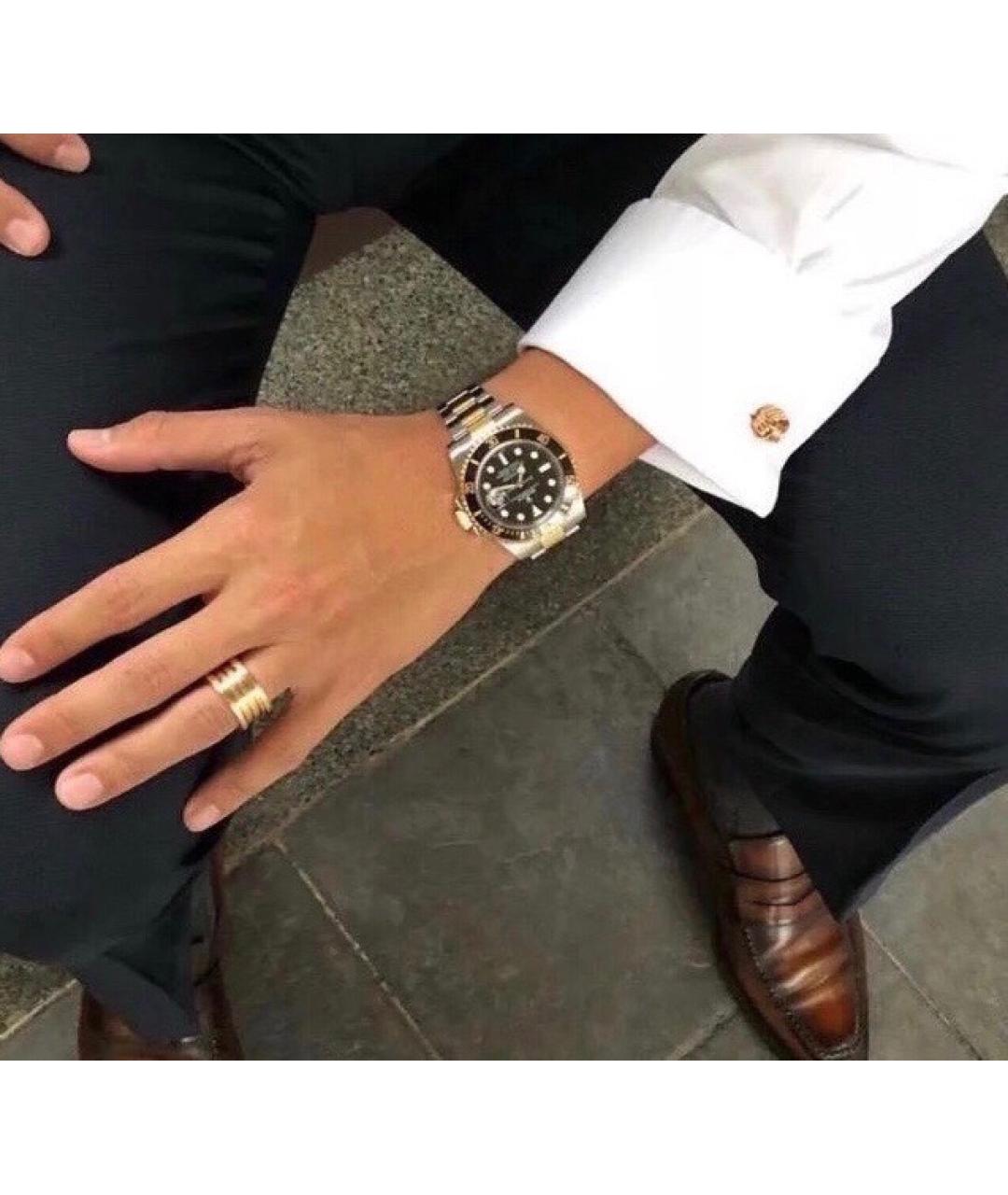 ROLEX Черные часы из желтого золота, фото 7