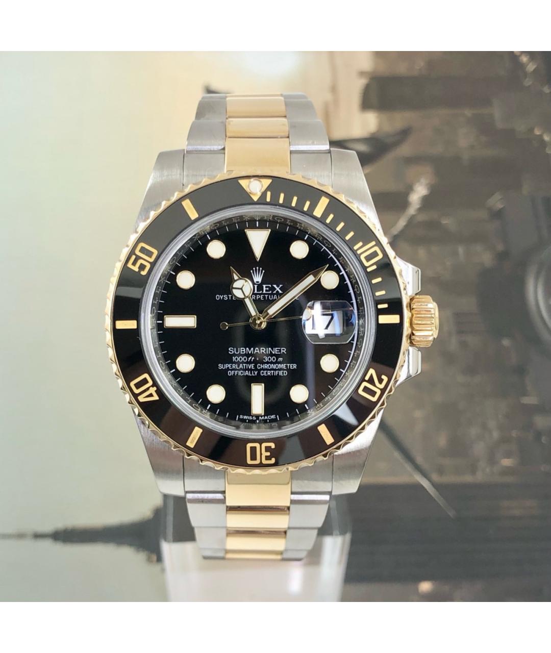 ROLEX Черные часы из желтого золота, фото 8