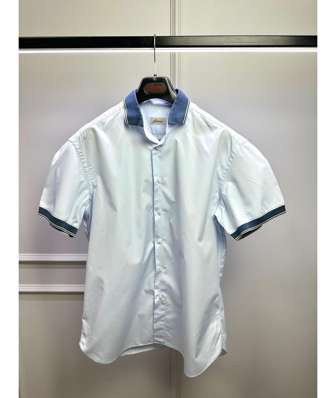 BRIONI Голубая хлопковая кэжуал рубашка, фото 8