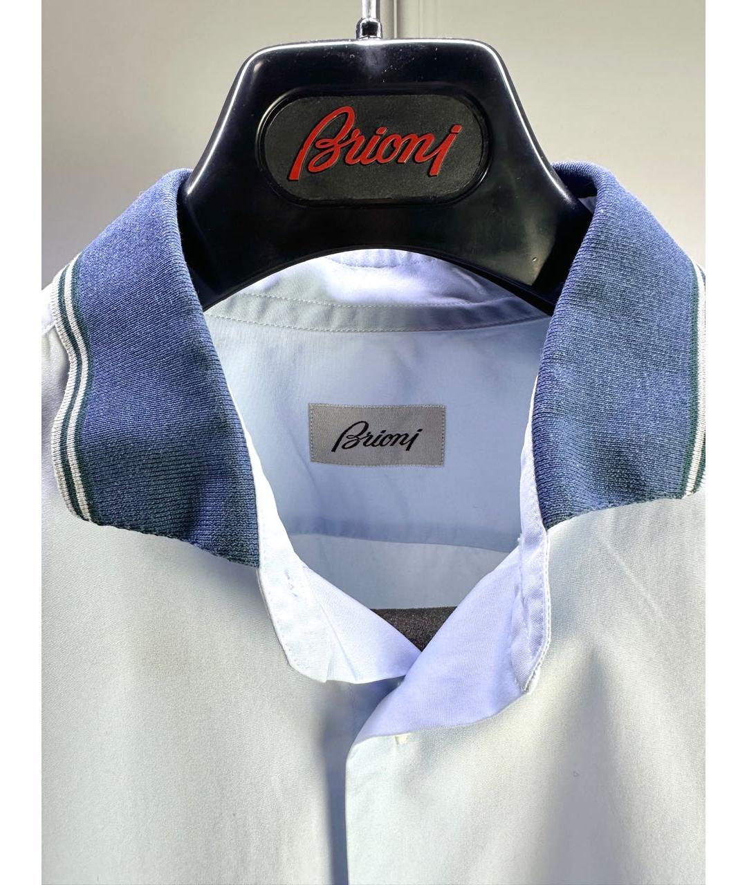BRIONI Голубая хлопковая кэжуал рубашка, фото 2