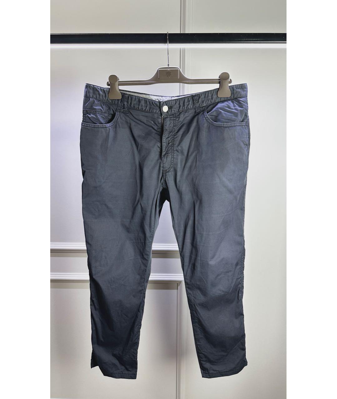 BRIONI Синие хлопковые брюки чинос, фото 7