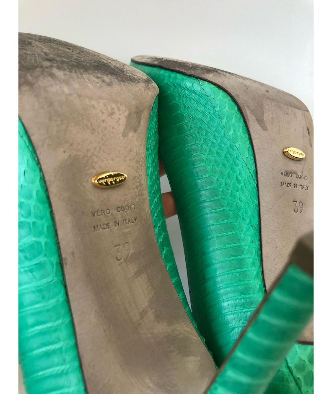 SERGIO ROSSI Зеленые туфли из экзотической кожи, фото 6