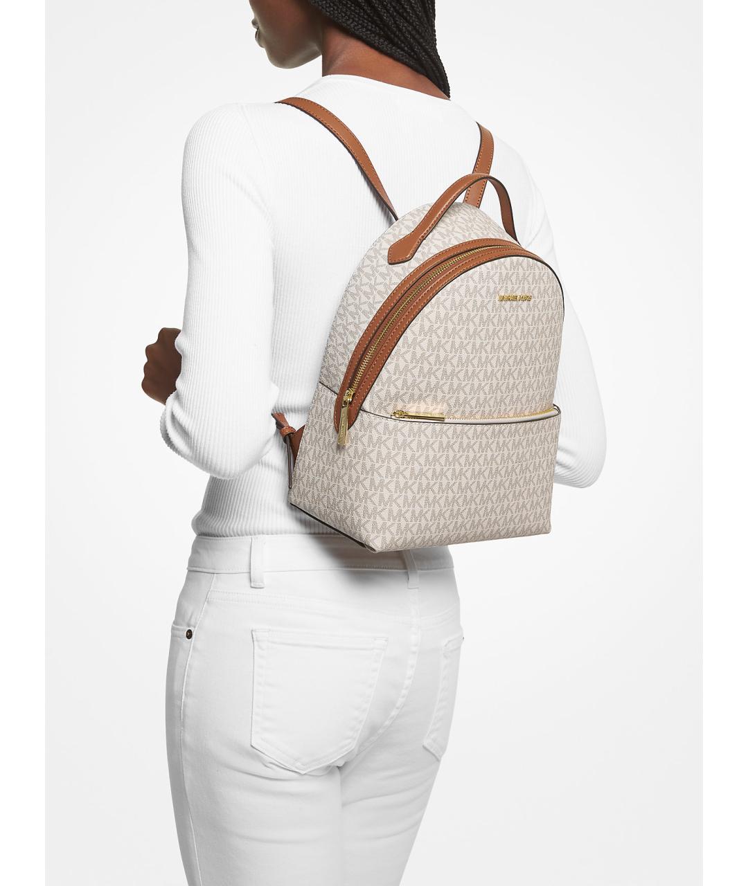 MICHAEL KORS Бежевый рюкзак из искусственной кожи, фото 9