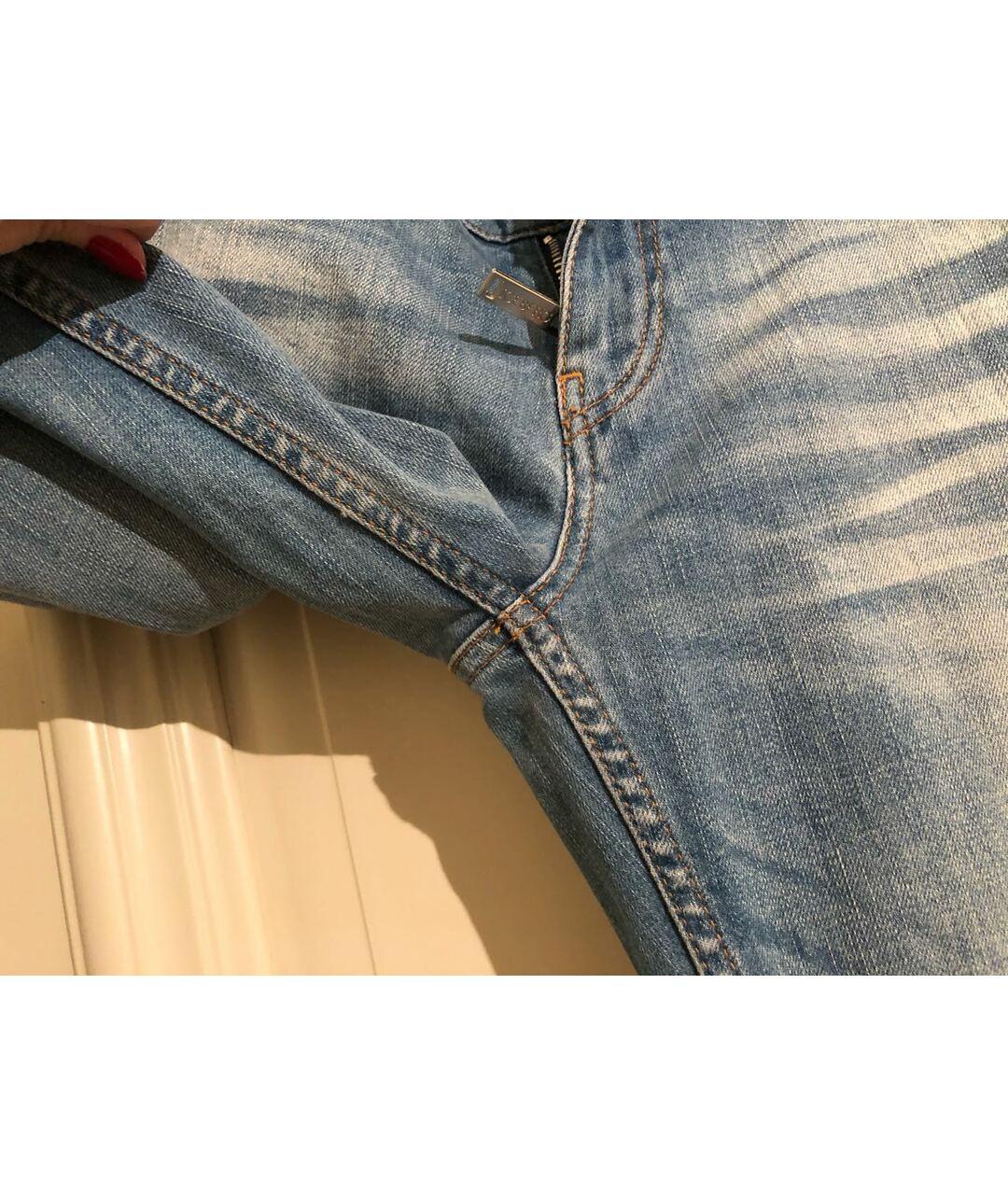 ICEBERG Голубые хлопковые прямые джинсы, фото 5