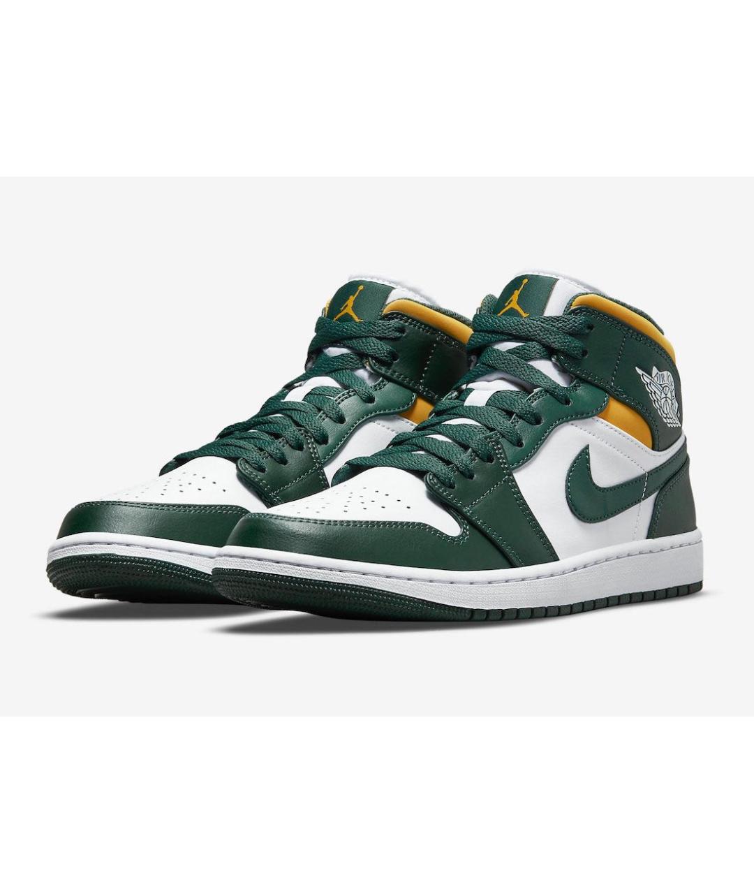 JORDAN Зеленые кожаные кроссовки, фото 2