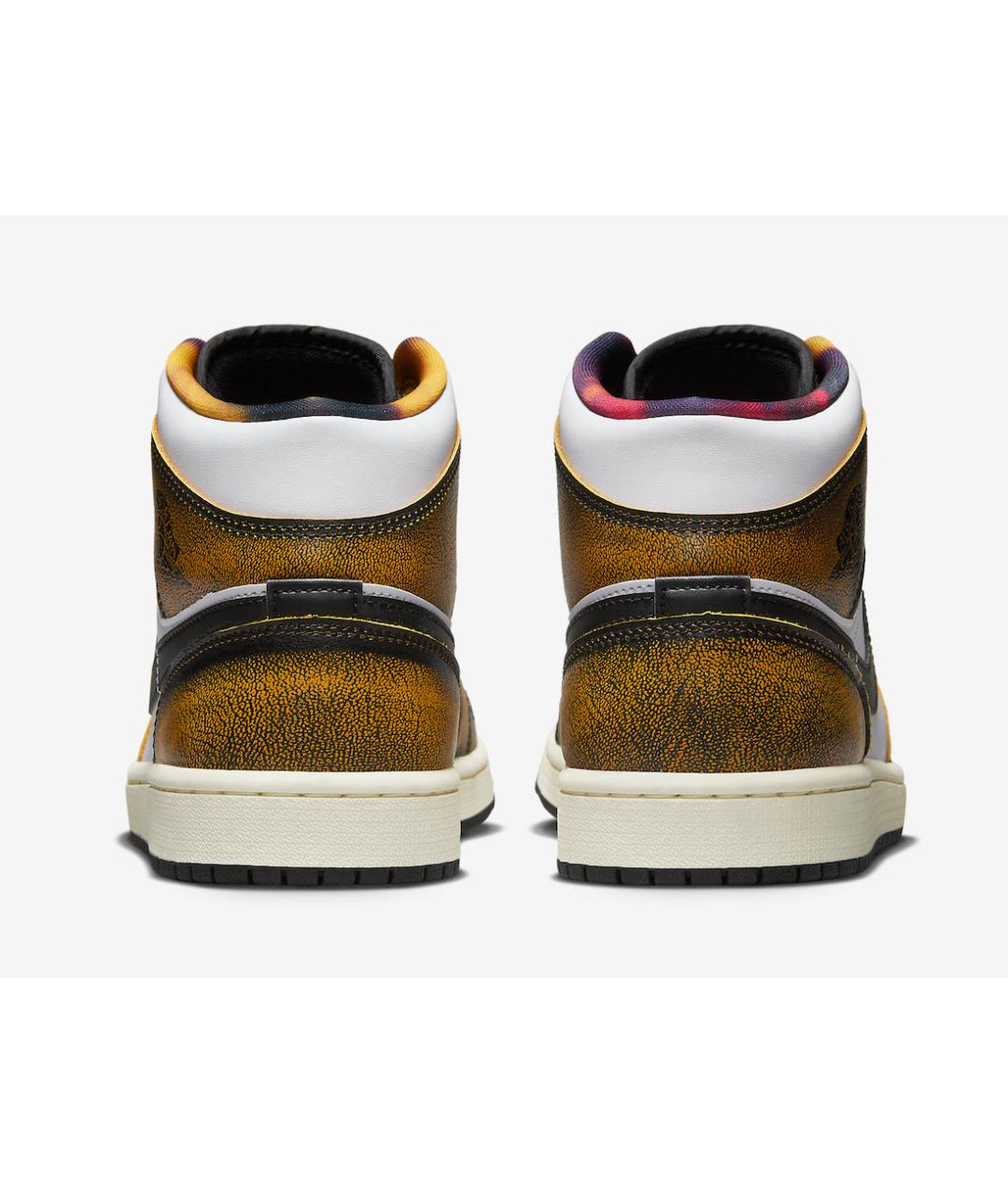 JORDAN Оранжевое кожаные высокие кроссовки / кеды, фото 4