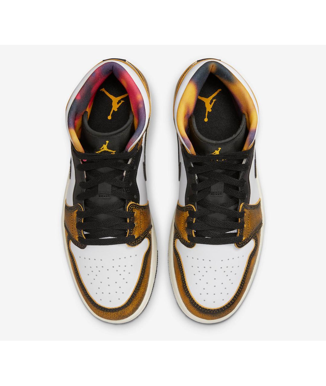 JORDAN Оранжевое кожаные высокие кроссовки / кеды, фото 3