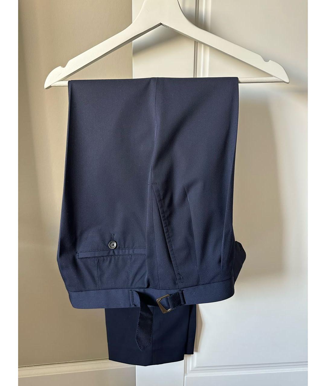 CORNELIANI Темно-синие шерстяные повседневные брюки, фото 2