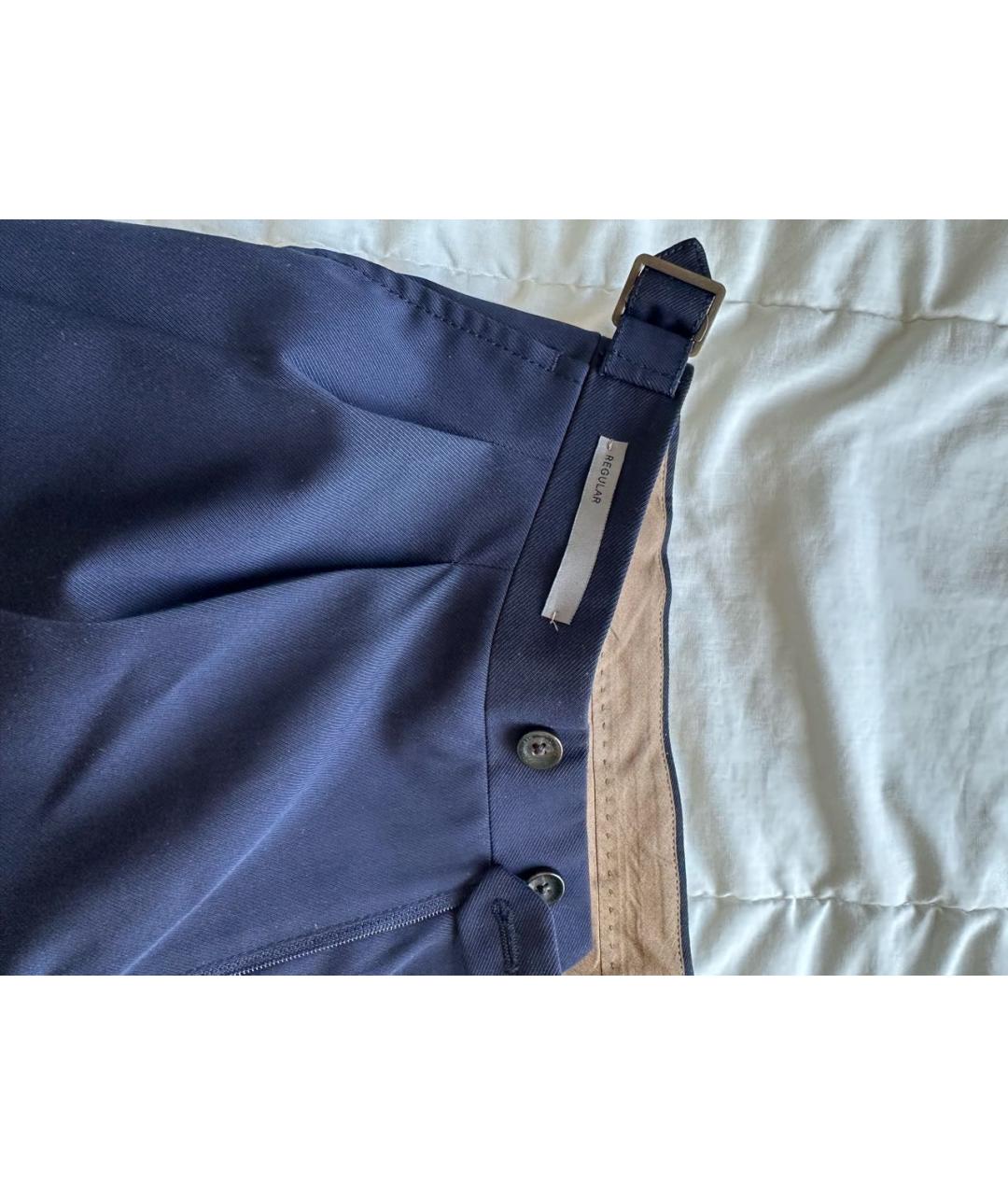CORNELIANI Темно-синие шерстяные повседневные брюки, фото 3