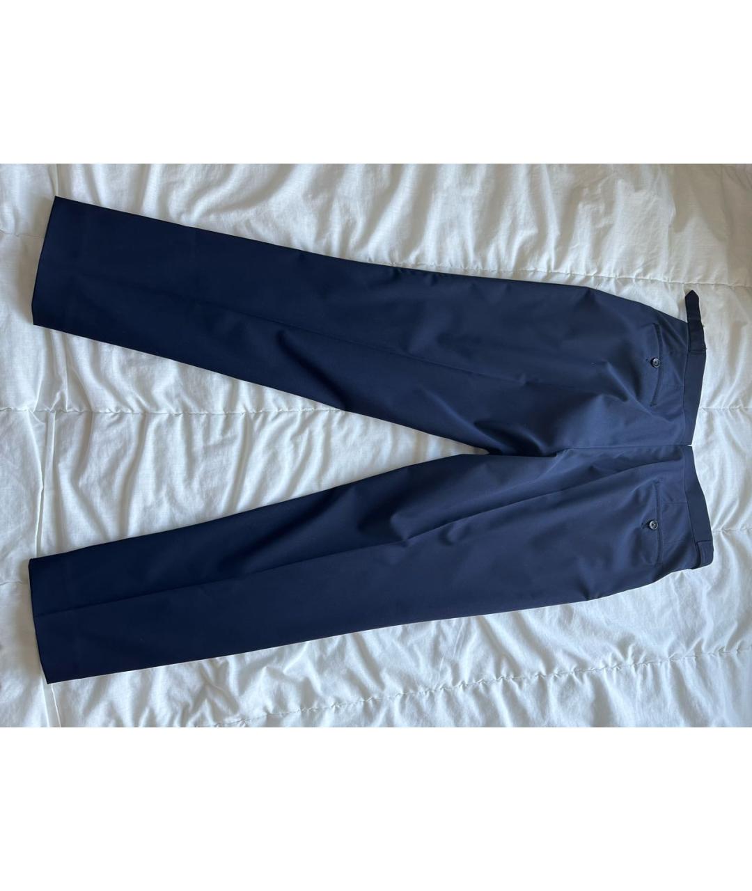 CORNELIANI Темно-синие шерстяные повседневные брюки, фото 4