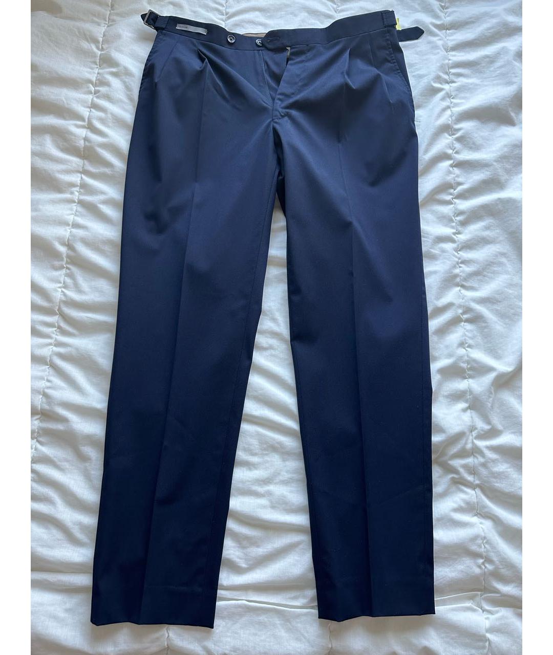 CORNELIANI Темно-синие шерстяные повседневные брюки, фото 7