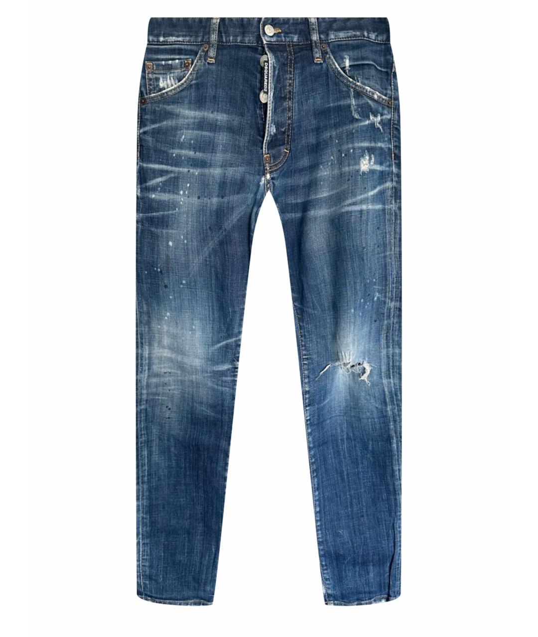 DSQUARED2 Синие хлопко-эластановые прямые джинсы, фото 1