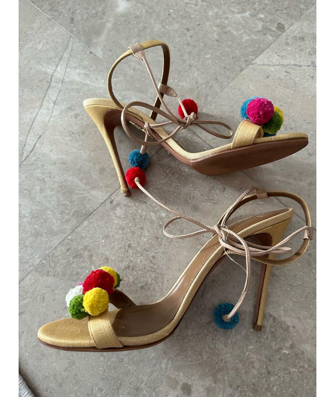 AQUAZZURA Мульти текстильные босоножки, фото 7