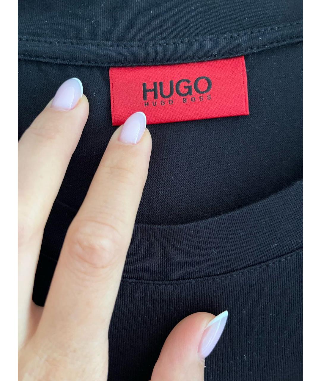 HUGO BOSS Черная хлопко-эластановая футболка, фото 3