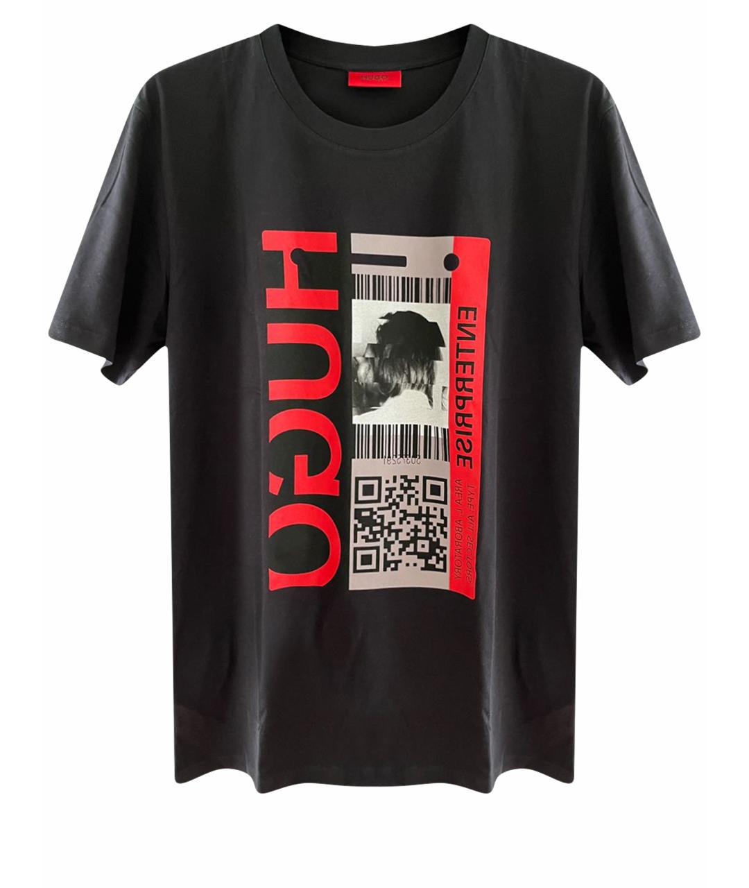 HUGO BOSS Черная хлопко-эластановая футболка, фото 1
