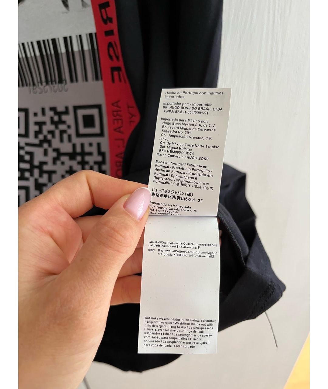 HUGO BOSS Черная хлопко-эластановая футболка, фото 5