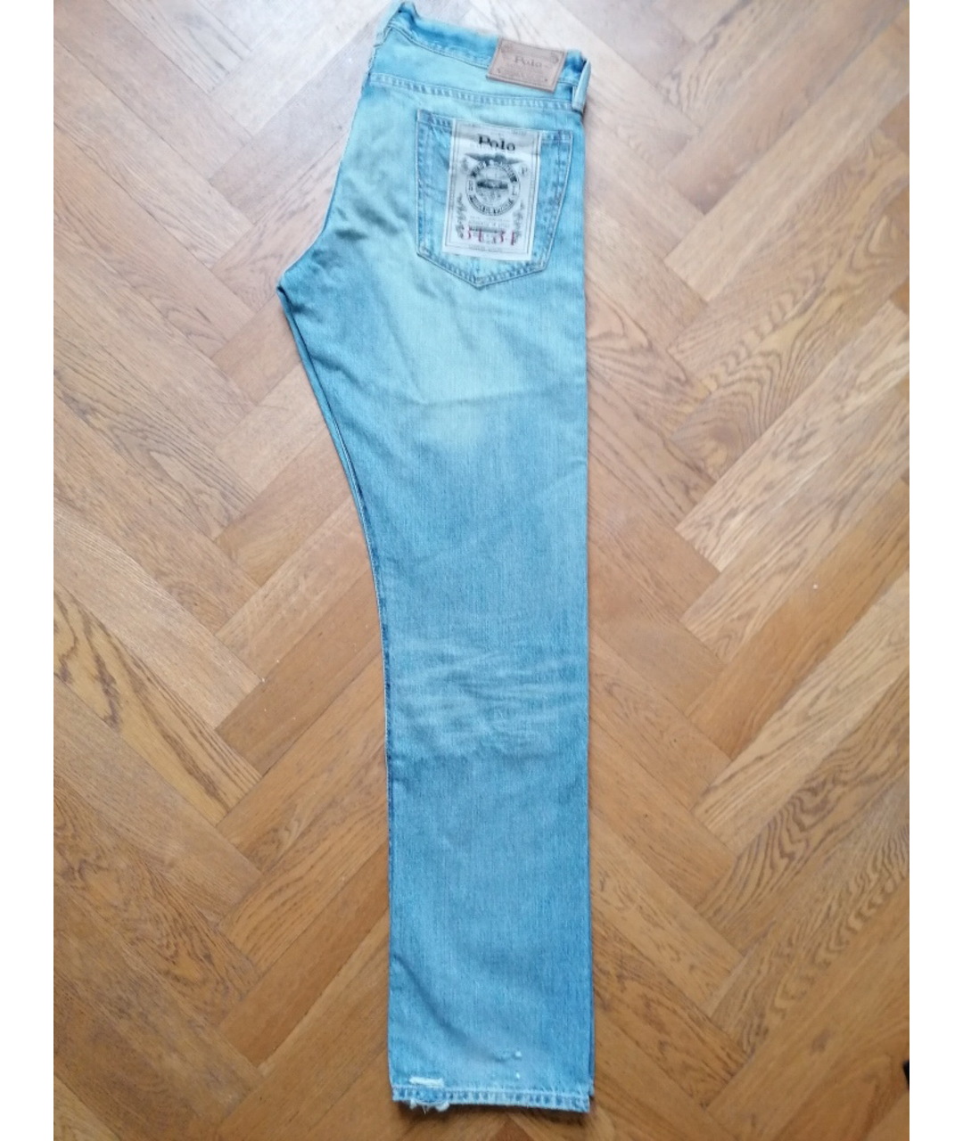 RALPH LAUREN Голубые хлопковые прямые джинсы, фото 5