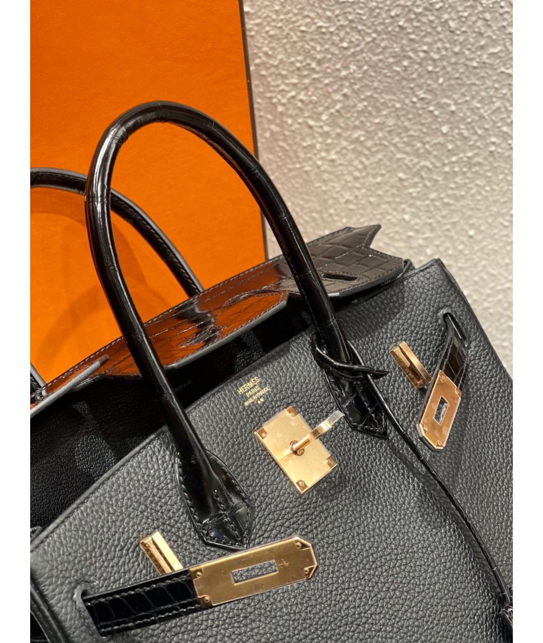 HERMES Черная кожаная сумка с короткими ручками, фото 9