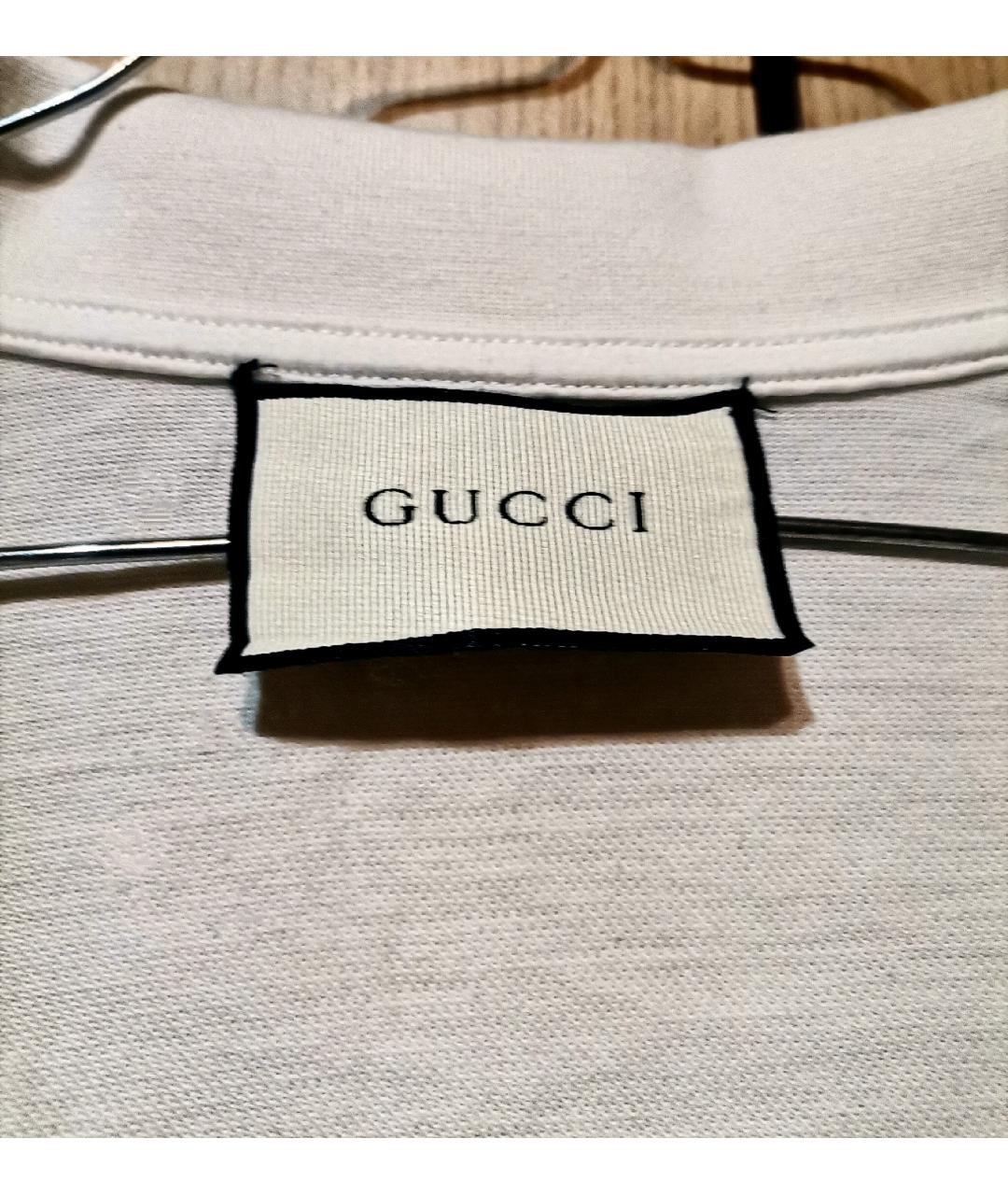 GUCCI Белое хлопко-полиэстеровое поло с коротким рукавом, фото 3