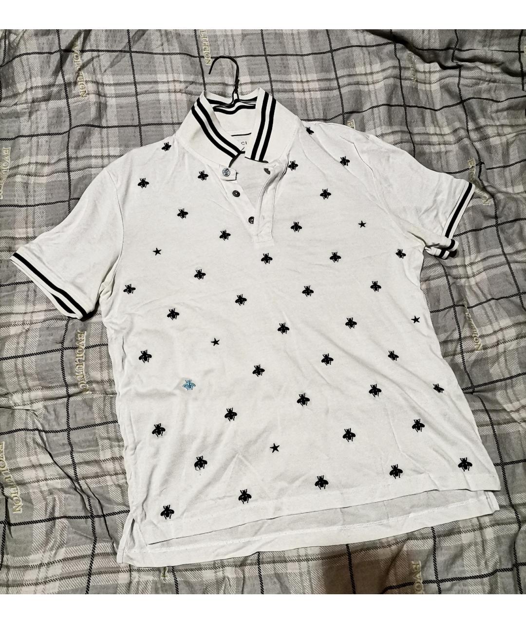 GUCCI Белое хлопко-полиэстеровое поло с коротким рукавом, фото 2