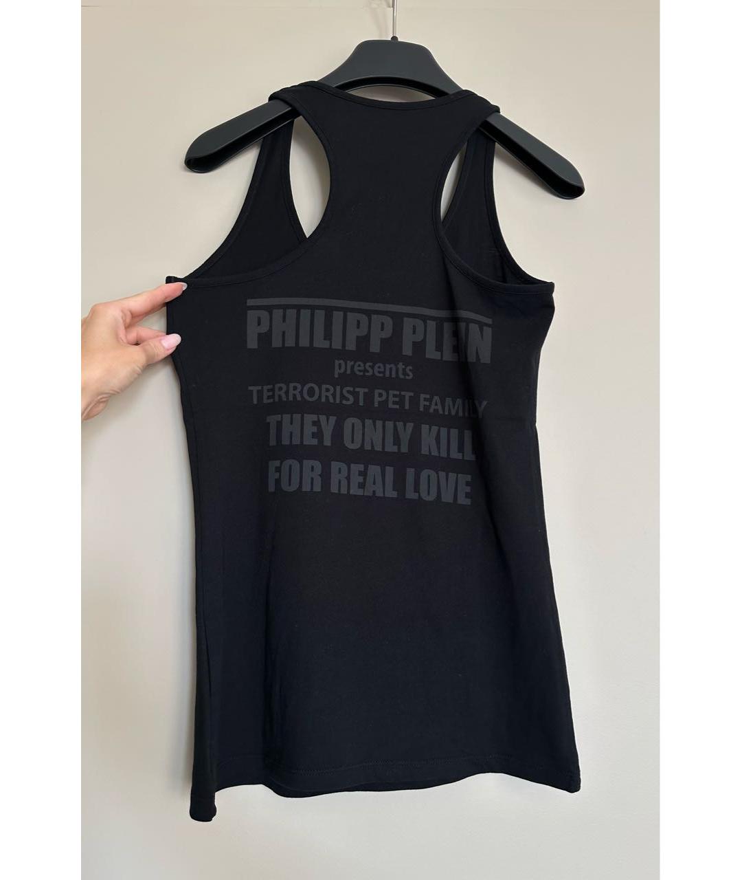 PHILIPP PLEIN Черная хлопковая майка, фото 2
