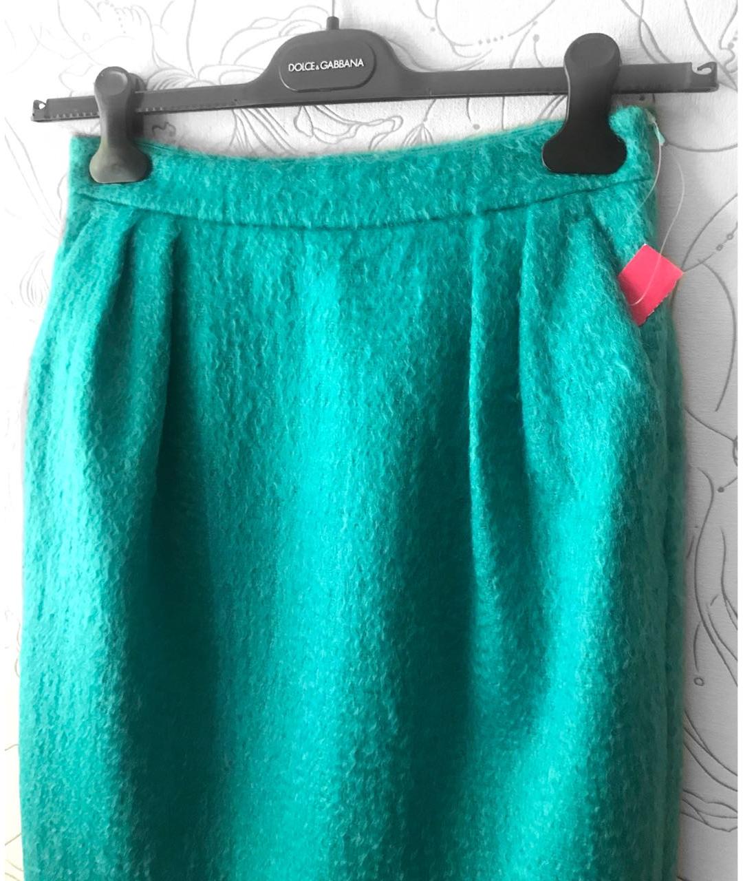 MAX MARA Бирюзовая шерстяная юбка мини, фото 4