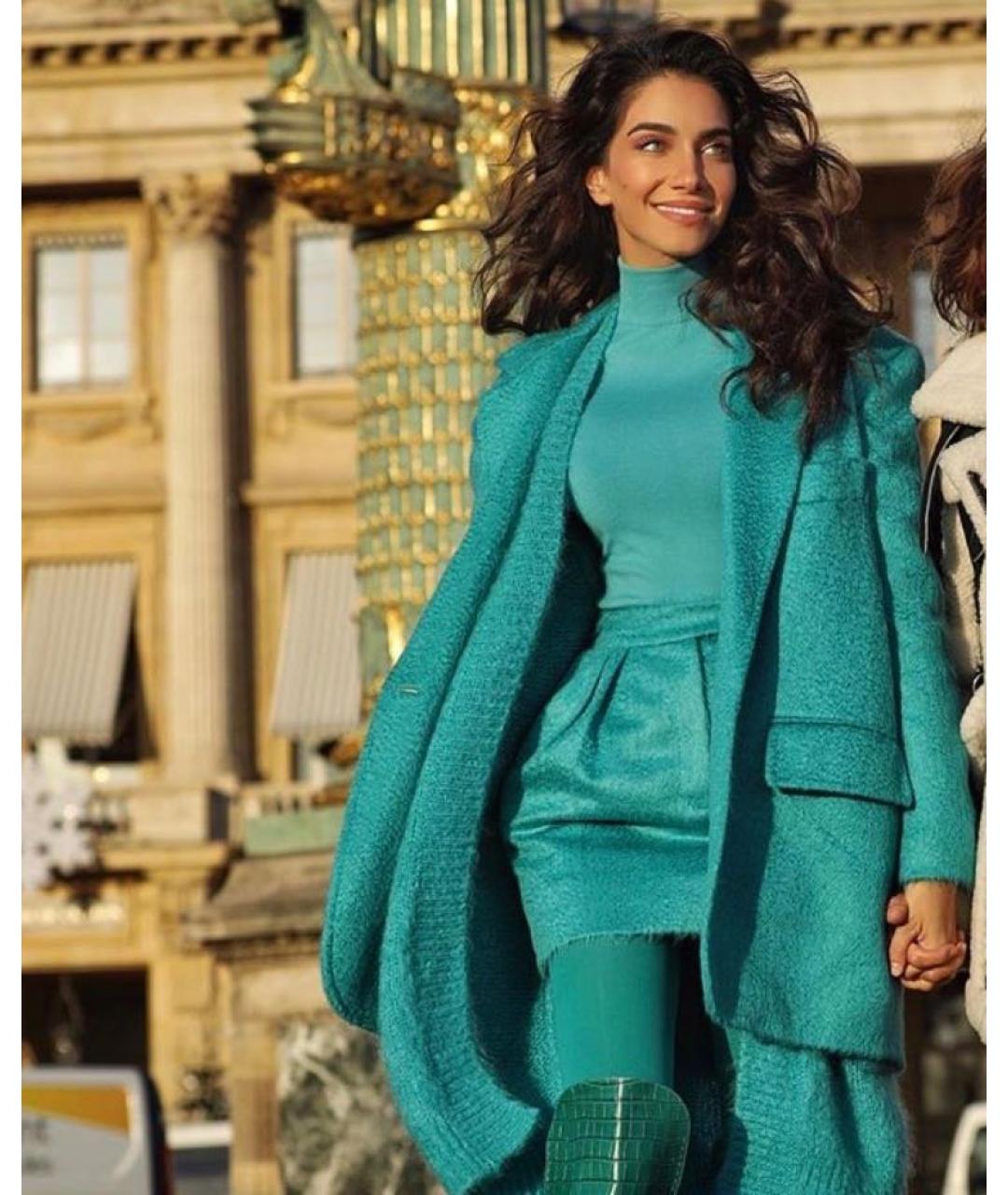 MAX MARA Бирюзовая шерстяная юбка мини, фото 3