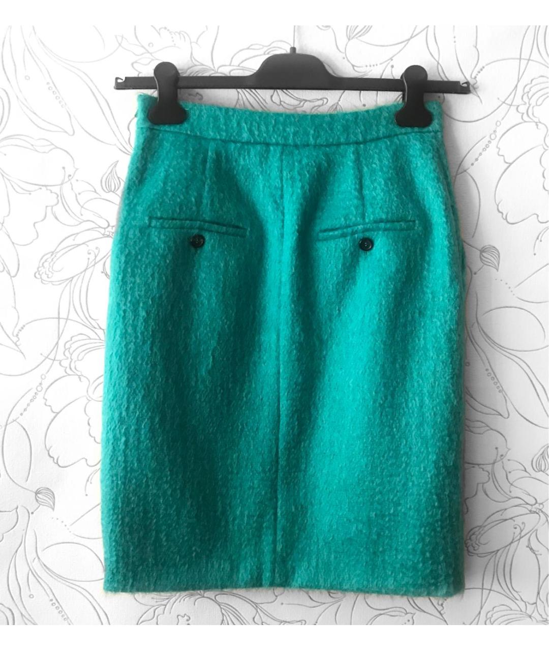 MAX MARA Бирюзовая шерстяная юбка мини, фото 5