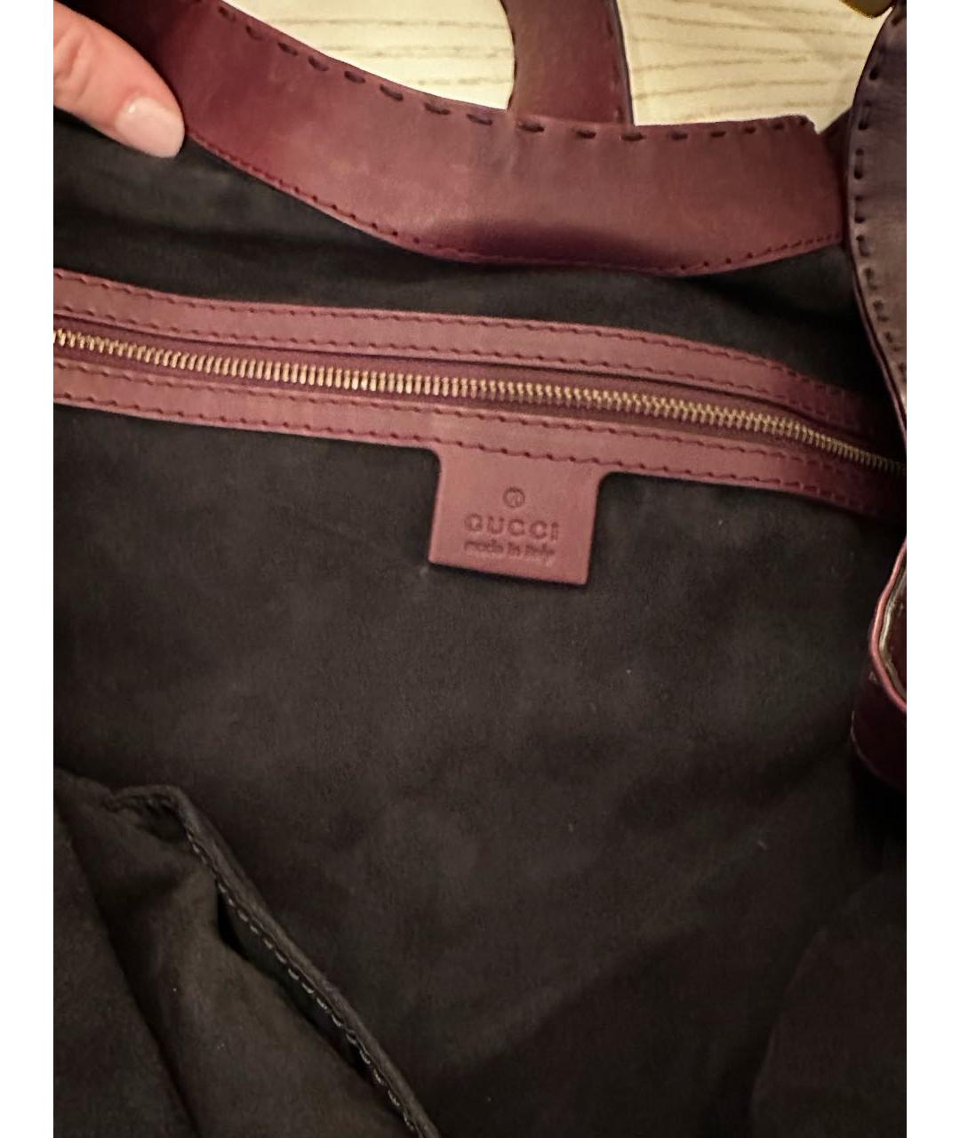 GUCCI Бордовая кожаная сумка с короткими ручками, фото 5