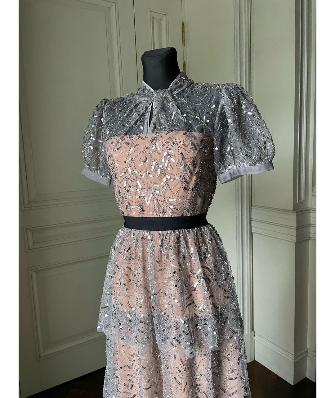 SELF-PORTRAIT Серебряное полиэстеровое коктейльное платье, фото 2
